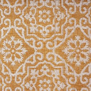 Nicole Miller New York Patio Country Danica Transitional Geometric Indoor/Outdoor Area Rug, Yellow/White, 7'9"x10'2"