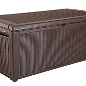 Keter Sumatra 135 gallon Outdoor Storage Rattan Deck Box, Brown