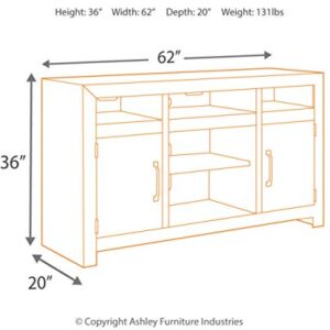 Signature Design by Ashley Sommerford Rustic Solid Pine Wood TV Stand Fits TVs up to 60", 2 Cabinets, 3 Storage Cubbies, 2 Adjustable Shelves, Brown