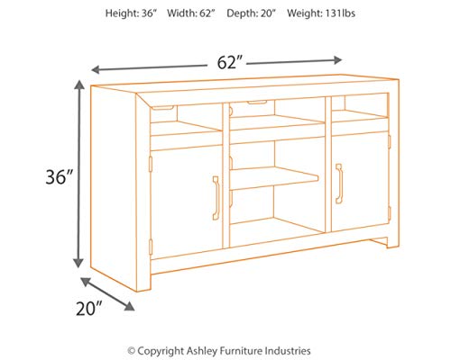 Signature Design by Ashley Sommerford Rustic Solid Pine Wood TV Stand Fits TVs up to 60", 2 Cabinets, 3 Storage Cubbies, 2 Adjustable Shelves, Brown