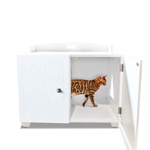 furhaven designer hidden litter box storage container cabinet – white, one size