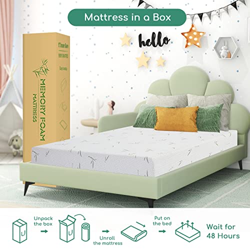 Airdown Full Mattress, 6 Inch Memory Foam Mattress in a Box for Kids with Breathable Bamboo Cover, Medium Firm Green Tea Gel Mattress for Bunk Bed, Trundle Bed, CertiPUR-US Certified, Made in USA