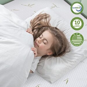 Airdown Full Mattress, 6 Inch Memory Foam Mattress in a Box for Kids with Breathable Bamboo Cover, Medium Firm Green Tea Gel Mattress for Bunk Bed, Trundle Bed, CertiPUR-US Certified, Made in USA
