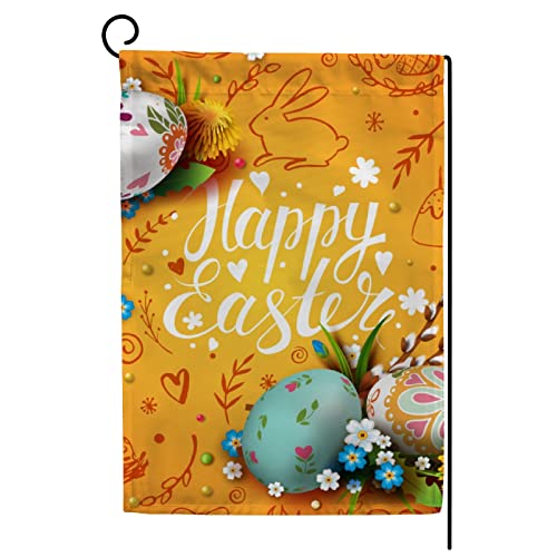 My Little Nest Seasonal Garden Flag Happy Easter Eggs and Flowers Double Sided Vertical Garden Flags for Home Yard Holiday Flag Outdoor Decoration Farmhouse Banner 28"x40"