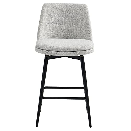 CHITA Counter Height Swivel Barstools, Upholstered Fabric Bar Stools Set of 2, Metal Base, 27.2" Seat Height, White