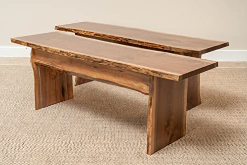 Live Edge Wooden Bench – Solid Wood Dining Bench – Rustic Home Décor Furniture – Natural Edge Wooden Slab Bench (4' Long, Walnut Wood with Clear Coat)