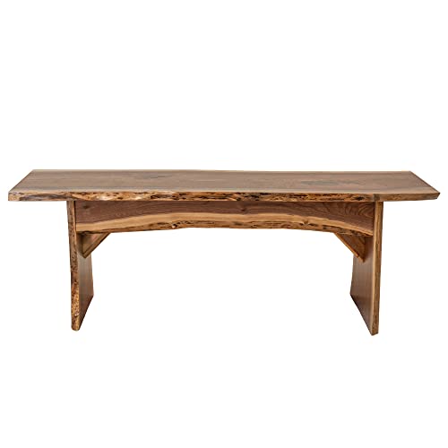 Live Edge Wooden Bench – Solid Wood Dining Bench – Rustic Home Décor Furniture – Natural Edge Wooden Slab Bench (4' Long, Walnut Wood with Clear Coat)