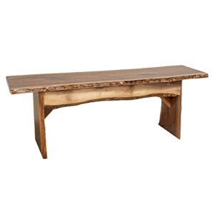 Live Edge Wooden Bench – Solid Wood Dining Bench – Rustic Home Décor Furniture – Natural Edge Wooden Slab Bench (4' Long, Walnut Wood with Clear Coat)