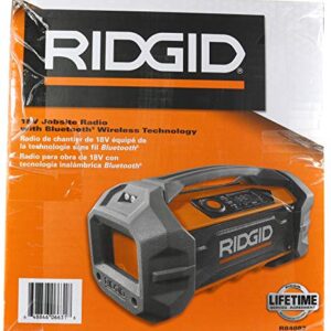 Ridgid R84087 18V Lithium Ion Cordless / Corded Jobsite Radio with Bluetooth, Aux, and AM/FM capabilities (AAA Battery and Aux Cord Included, 18V Battery Not Included)