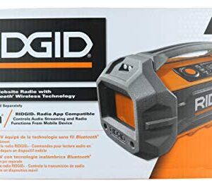 Ridgid R84087 18V Lithium Ion Cordless / Corded Jobsite Radio with Bluetooth, Aux, and AM/FM capabilities (AAA Battery and Aux Cord Included, 18V Battery Not Included)