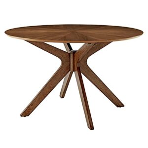 modway crossroads 47″ round wood dining table, walnut