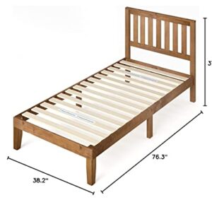 ZINUS Alexia Wood Platform Bed Frame with headboard / Solid Wood Foundation with Wood Slat Support / No Box Spring Needed / Easy Assembly, Rustic Pine, Twin