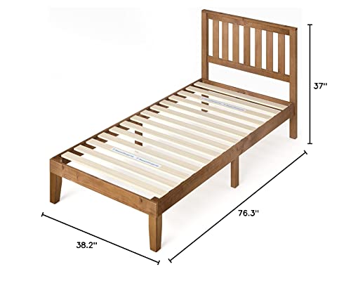 ZINUS Alexia Wood Platform Bed Frame with headboard / Solid Wood Foundation with Wood Slat Support / No Box Spring Needed / Easy Assembly, Rustic Pine, Twin
