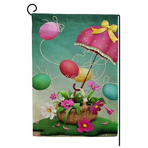 My Little Nest Seasonal Garden Flag Easter Eggs Flowers Basket Double Sided Vertical Garden Flags for Home Yard Holiday Flag Outdoor Decoration Farmhouse Banner 28"x40"