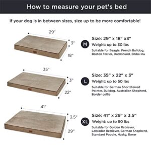 Bedsure Orthopedic Dog Bed for Extra Large Dogs - XL Memory Foam Waterproof Dog Bed Pillow for Crate with Removable Washable Cover and Nonskid Bottom - Plush Flannel Fleece Top Pet Bed, Khaki