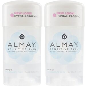 Almay Sensitive skin Clear Gel, Anti-Perspirant & Deodorant, Fragrance Free, 2.25-Ounce Stick (Pack of 2)