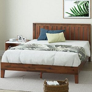 zinus vivek deluxe wood platform bed frame with headboard / wood slat support / no box spring needed / easy assembly, queen
