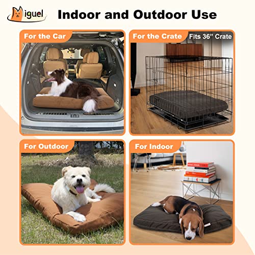 Miguel Canvas Dog Bed Medium Waterproof 12 Ounce Cotton Durable Dog Pillow with Removable Cover Dog Crate Mat for Medium Pets Indoor Outdoor Use for All Weather Water-Resistant Scratch Resistant