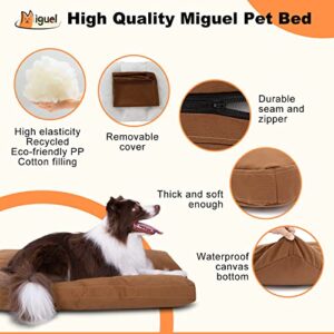 Miguel Canvas Dog Bed Medium Waterproof 12 Ounce Cotton Durable Dog Pillow with Removable Cover Dog Crate Mat for Medium Pets Indoor Outdoor Use for All Weather Water-Resistant Scratch Resistant