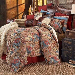 paseo road by hiend accents | ruidoso western bedding 4 piece super king comforter set, aztec southwestern pattern, rustic cabin theme bed set, warm comforter set with bed skirt and pillow shams