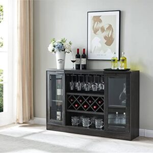 Home Source Jill Zarin Espresso Bar Cabinet with Curved Glass Doors