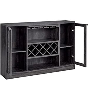 Home Source Jill Zarin Espresso Bar Cabinet with Curved Glass Doors