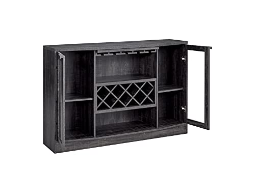 Home Source Jill Zarin Espresso Bar Cabinet with Curved Glass Doors