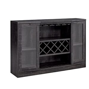 Home Source Jill Zarin Espresso Bar Cabinet with Curved Glass Doors