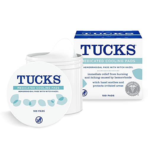 TUCKS Medicated Cooling Pads, 100 Count – Hemorrhoid Pads with Witch Hazel, Cleanses Sensitive Areas, Protects from Irritation, Hemorrhoid Treatment, Medicated Pads Used By Hospitals