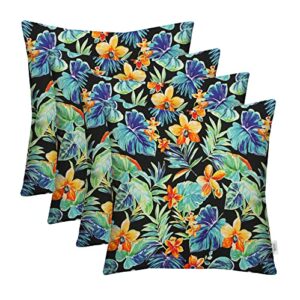 rsh décor indoor outdoor set of 4 pillows, (20″ x 20″, beachcrest caviar floral)