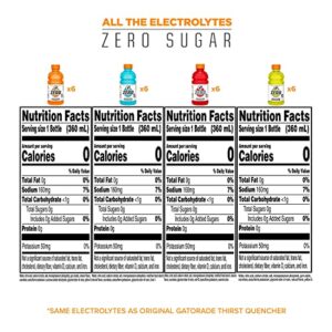 Gatorade Zero Sugar Thirst Quencher, Glacier Cherry Variety Pack, 12 Fl Oz (Pack of 24)