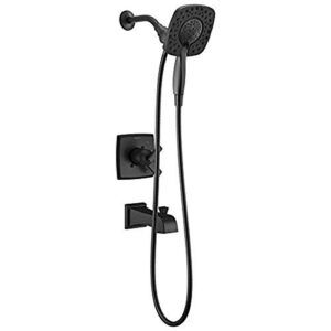 delta faucet t17464-bl-i ashlyn monitor 17 series trim with in2ition two-in-one shower tub & shower, without rough, matte black