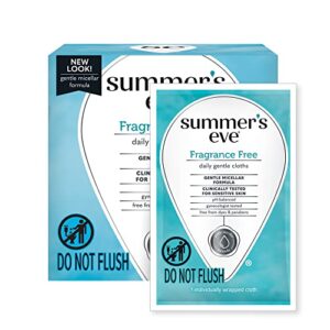 Summer’s Eve Fragrance Free Gentle Daily Feminine Wipes, pH Balanced, 16 Count