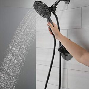 Delta Faucet Arvo 14 Series Single-Handle Shower Faucet, Shower Trim Kit with 4-Spray In2ition 2-in-1 Dual Hand Held Shower Head with Hose, Matte Black 142840-BL-I (Valve Included)