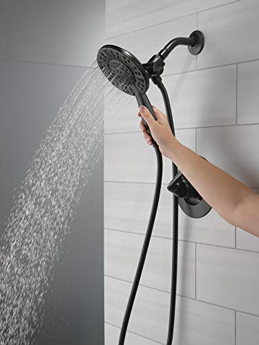 Delta Faucet Arvo 14 Series Single-Handle Shower Faucet, Shower Trim Kit with 4-Spray In2ition 2-in-1 Dual Hand Held Shower Head with Hose, Matte Black 142840-BL-I (Valve Included)