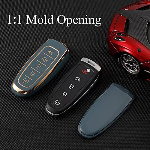 WSAuto Key Fob Cover with Metal Keychain Compatible with Ford C-Max Edge Escape Expedition Explorer Flex Focus Taurus Lincoln MKS MKT MKX Navigator Accessories Soft TPU Protection Case Shell White