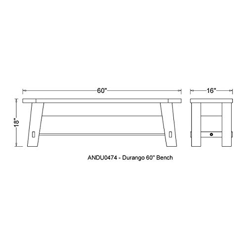 Alaterre Furniture Durango 60" L Wood Entryway/Dining Bench