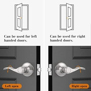 Probrico Passage Door Levers Hall/Closet Handles Satin Nickel Keyless Non-Locking Interior Door Leversets, 5 Pack