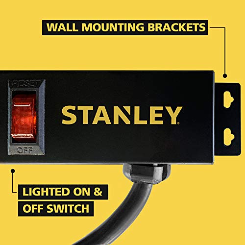 Stanley 31610 SurgeMax Pro 9 Outlet Metal Surge Protector, Black, 6 ft
