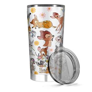 Stainless Steel Tumbler Insulated 20oz 30oz Bambi Wine Iced Tea Cup Cold Hot Coffee Tea Cup Hot Funny Travel Cups Travel Mug Coffee Cup Suit For Home Office Travel, White