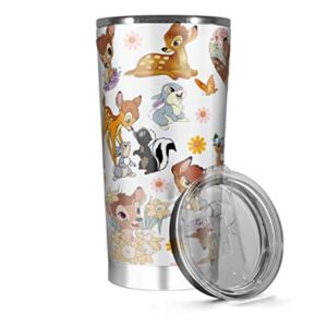 Stainless Steel Tumbler Insulated 20oz 30oz Bambi Wine Iced Tea Cup Cold Hot Coffee Tea Cup Hot Funny Travel Cups Travel Mug Coffee Cup Suit For Home Office Travel, White