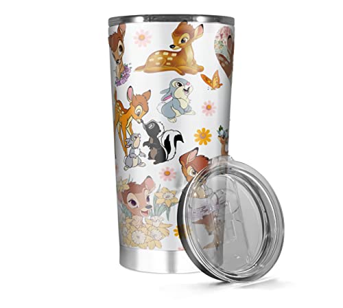 Stainless Steel Tumbler Insulated 20oz 30oz Bambi Wine Iced Tea Cup Cold Hot Coffee Tea Cup Hot Funny Travel Cups Travel Mug Coffee Cup Suit For Home Office Travel, White