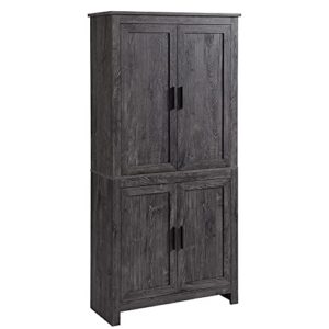 homcom 64″ 4-door kitchen pantry, freestanding storage cabinet with 3 adjustable shelves for kitchen, dining or living room, grey