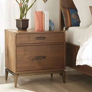 Modus Furniture Solid Wood Nightstand, 2-Drawer, Adler - Natural Walnut