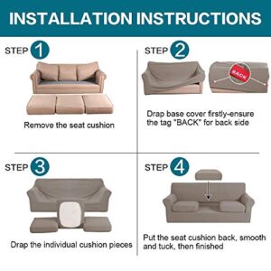 4 Piece Sofa Covers For 3 Cushion Couch Sofa Slipcover Soft Couch Cover For Dogs-Washable Sofa Furniture Covers With 3 Individual Cushion Covers, Feature Thick Jacquard Fabric (3 Cushion Sofa, Taupe)