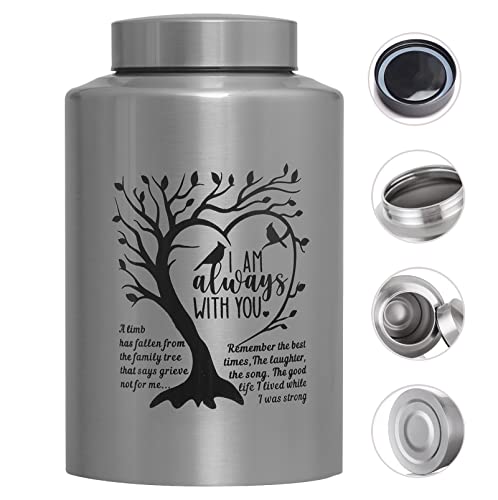 Decorative Urn Cremation Urn for Human Ashes Large up to 220lbs Large Memory Decorative Funeral Burial Urn for Male Female Ashes (Stainless Steel Tree)