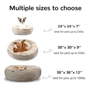 HACHIKITTY Dog Donut Bed Calming Bed Donut Round, Fluffy Dog Bed Medium Large Dogs, Cooling Warming Soft Dog Cushion Bed, Double Sided Available Donut Bed with Warm & Cool Sides(X-Large, Taupe)