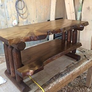 Rustic Log Pine and Cedar Tv Stand Entertainment Center (Honey Pine)