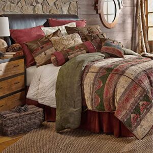 paseo road by hiend accents | sierra 7 piece comforter set, super queen, faux suede western rustic cabin lodge luxury bedding set, 1 comforter, 1 bedskirt, 2 pillow shams, 2 accent pillows, 1 neckroll