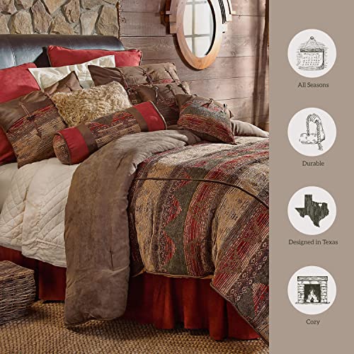 Paseo Road by HiEnd Accents | Sierra 7 Piece Comforter Set, Super Queen, Faux Suede Western Rustic Cabin Lodge Luxury Bedding Set, 1 Comforter, 1 Bedskirt, 2 Pillow Shams, 2 Accent Pillows, 1 Neckroll